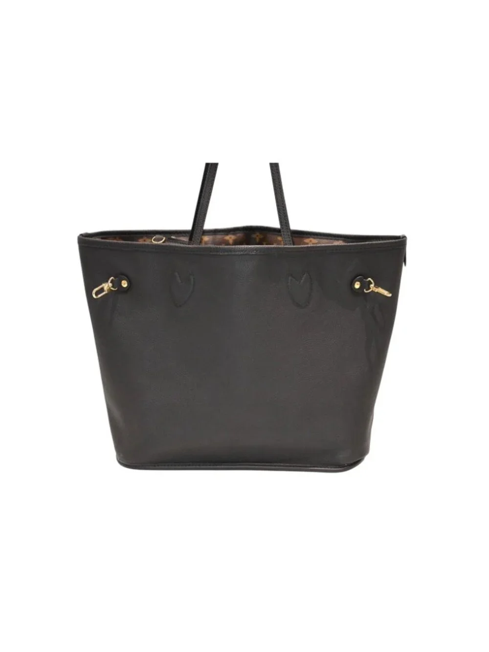 Louis Vuitton Neverfull Inside Out MM Reversible Tote Bag Black Brown Calfskin